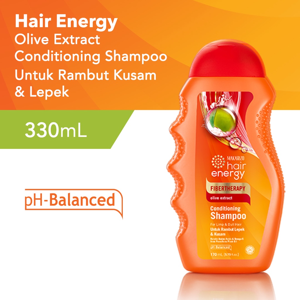 Makarizo Hair Energy Fibertherapy Conditioning Shampoo 330ml Botol - Olive (Merah)