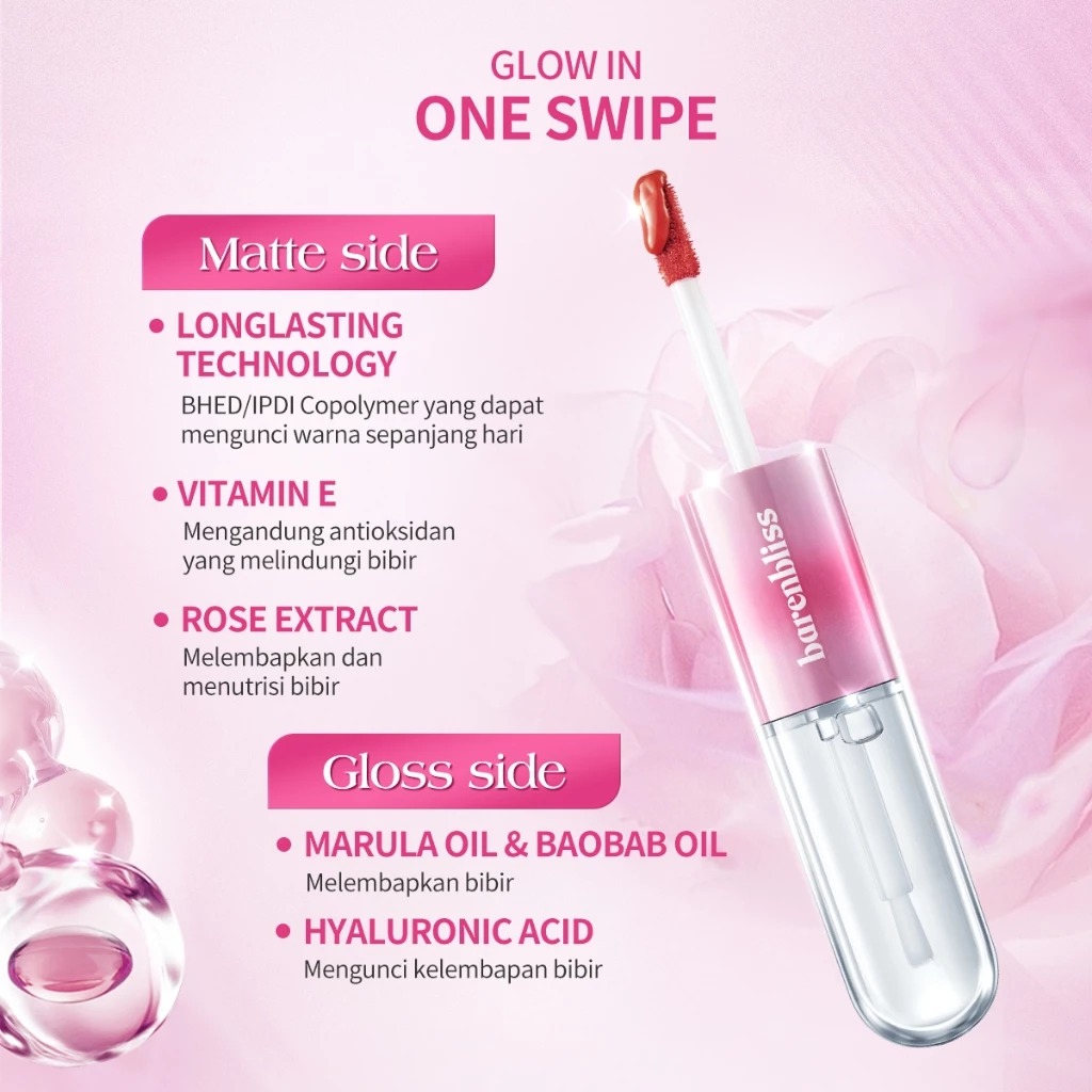 BNB Barenbliss Multiverse Of Me Dual Lip Cream - R04 Scarlet Heart (Lip Matte 3.5gr + Lip Glossy 2.5gr)