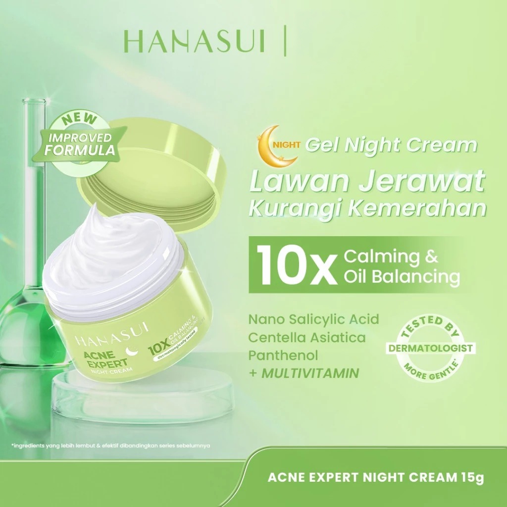HANASUI Acne Expert Night Cream 10X Calming & Oil Balancing 15gr