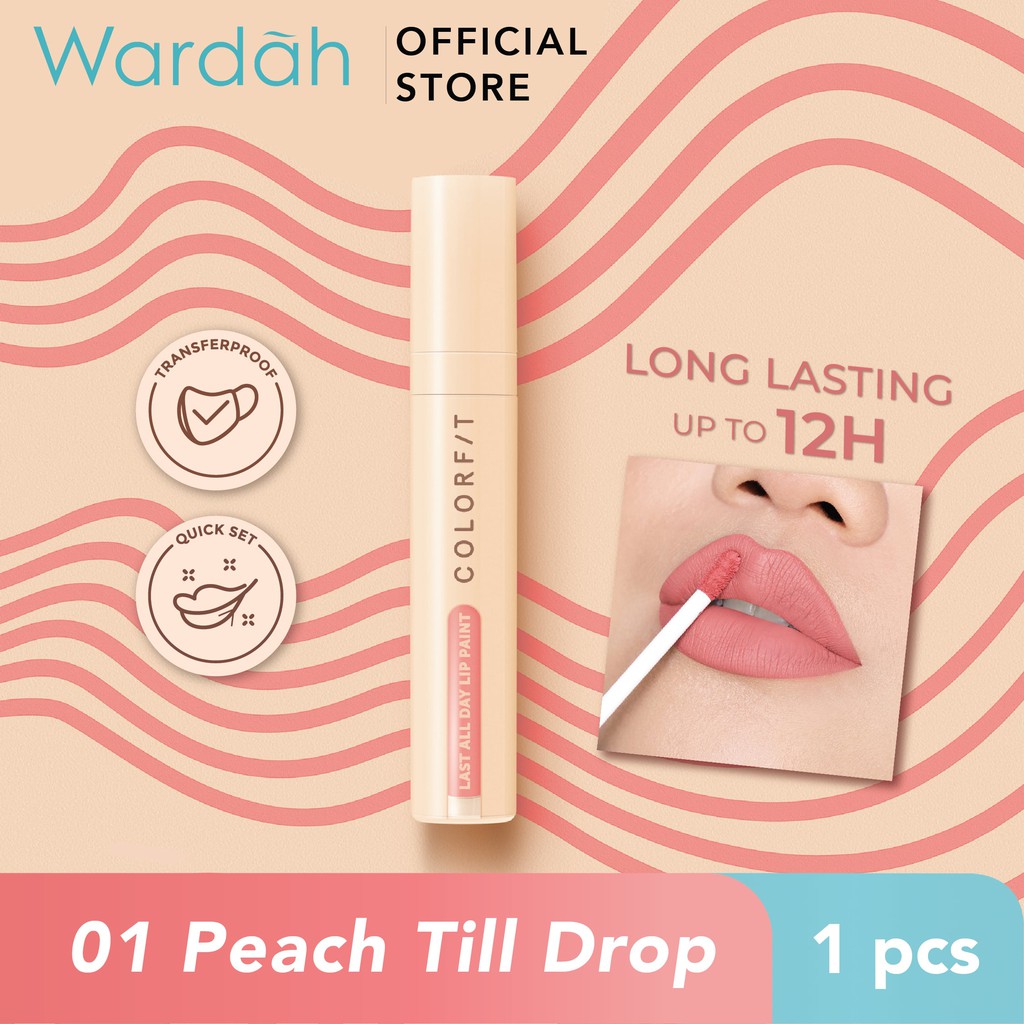 Wardah Colorfit Last All Day Lip Paint 01 Peach Till Drop 4.2 g *