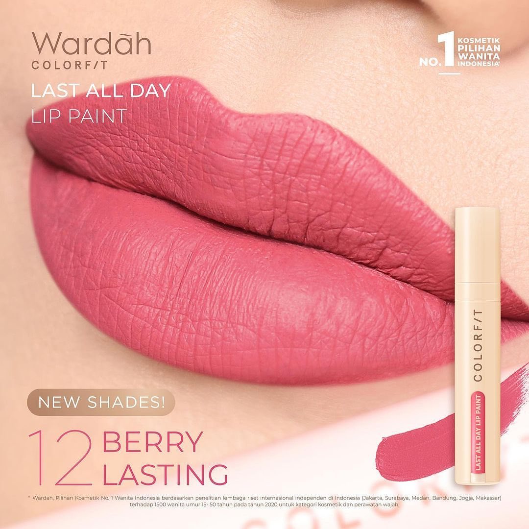 Wardah Colorfit Last All Day Lip Paint 12 Berry Lasting 4.2 g