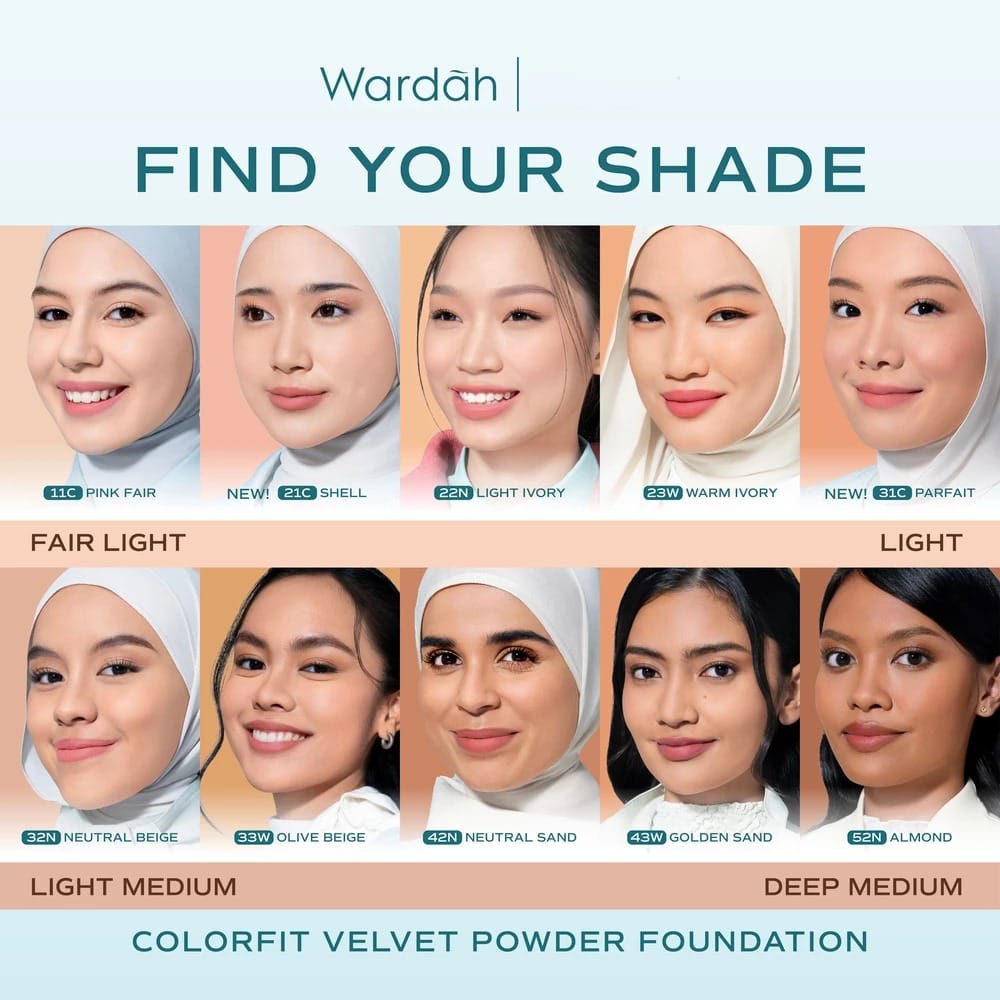 Wardah Colorfit Velvet Powder Foundation 22N Light Ivory