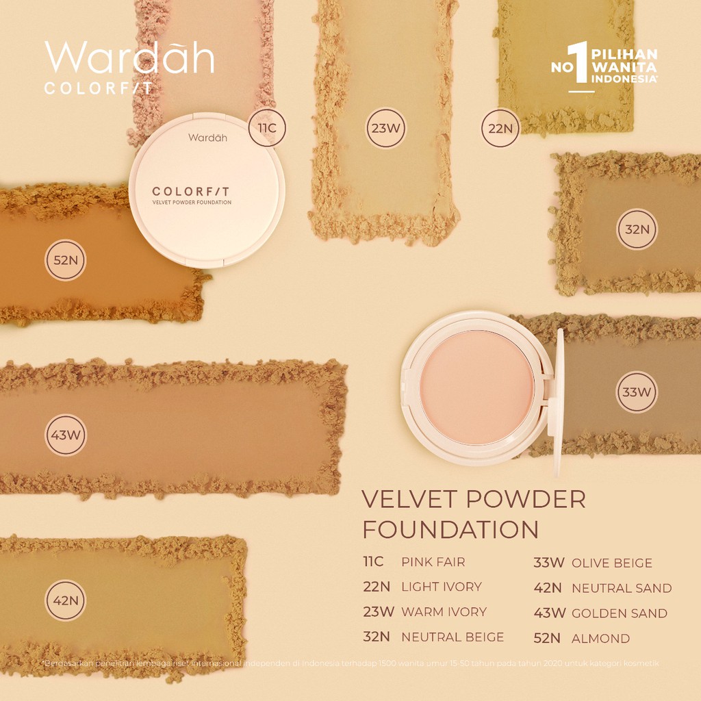 Wardah Colorfit Velvet Powder Foundation REFILL 43W Golden Sand