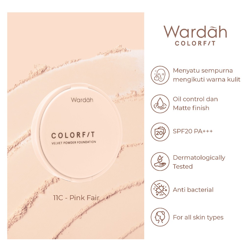 Wardah Colorfit Velvet Powder Foundation REFILL 42N Neutral Sand