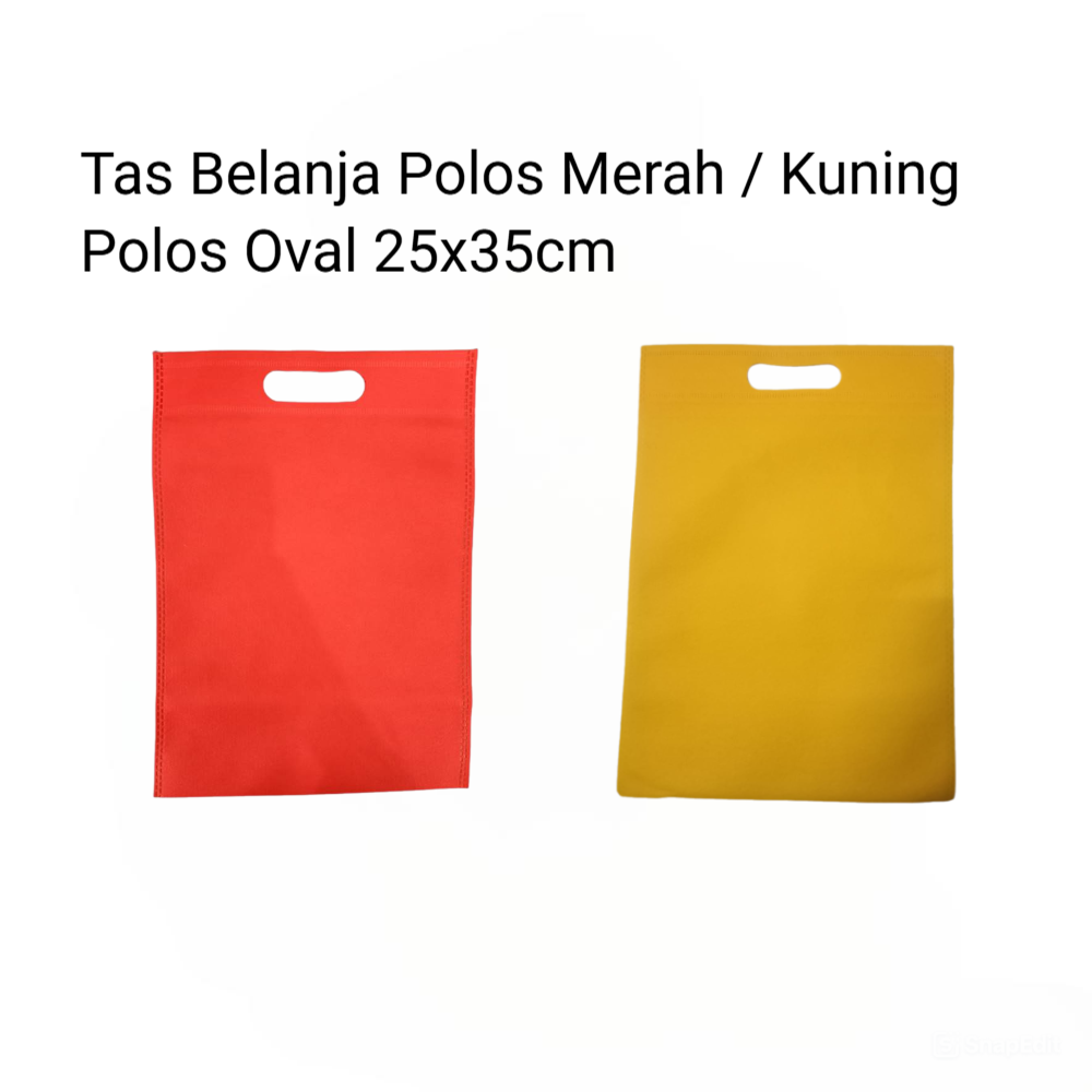 Tas Belanja Polos Merah / Kuning Oval 25x35cm