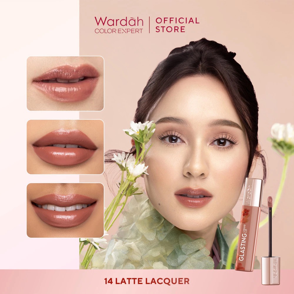 Wardah Glasting Liquid Lip 3.5gr (Lip Cream Transferproof) - 14 Latte Lacquer