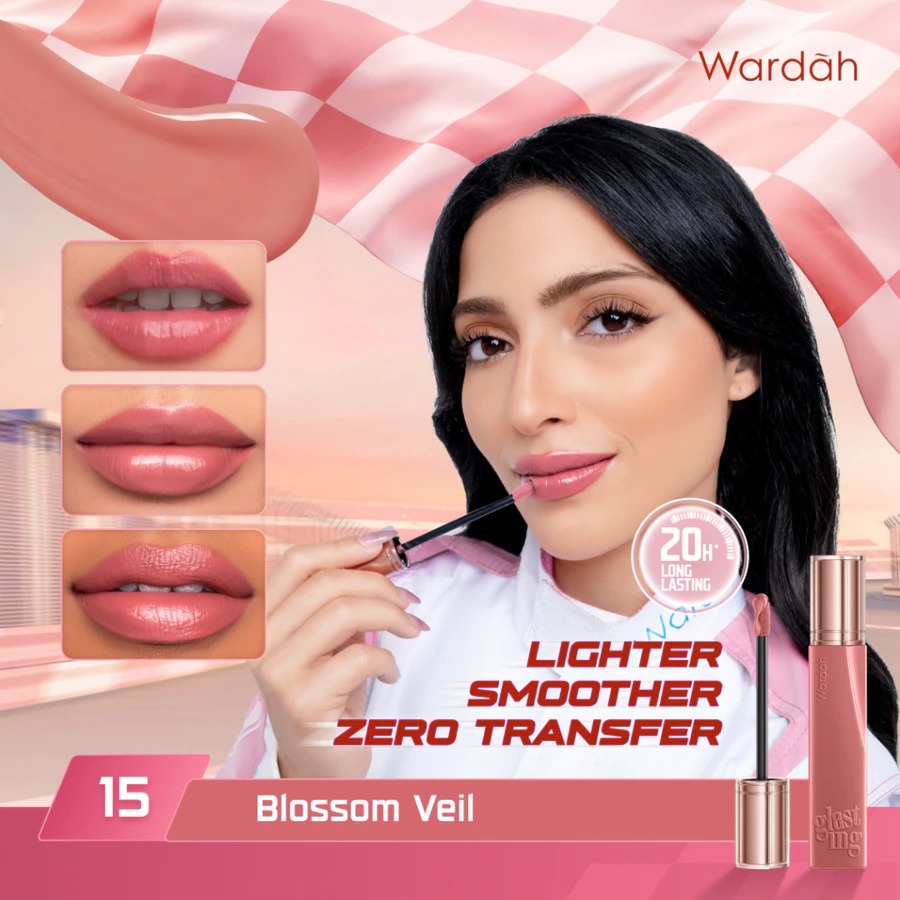 Wardah Glasting Liquid Lip 3.5gr (Lip Cream Transferproof) - 15 Blossom Veil