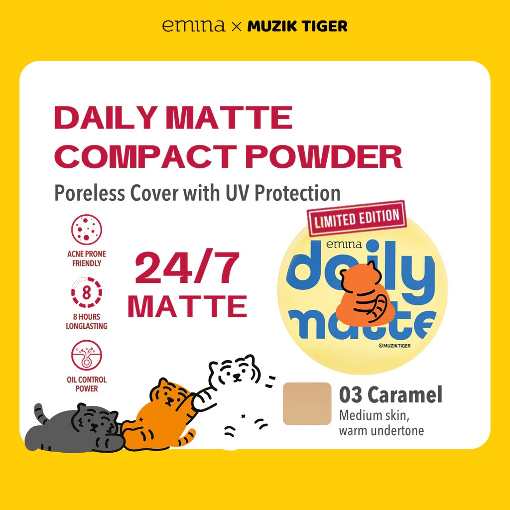 Emina Daily Matte Compact Powder 11gr - 03 Caramel