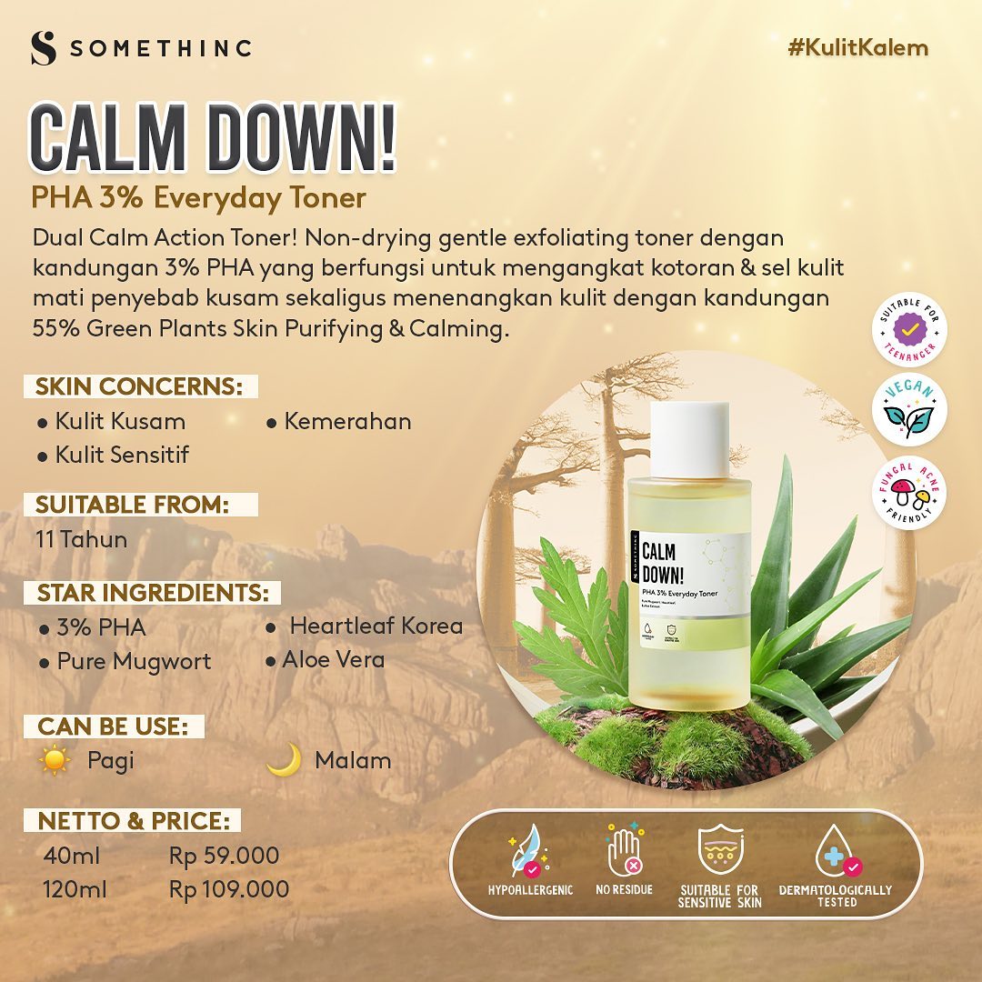 Somethinc Calm Down! PHA 3% Everyday Toner 40ml