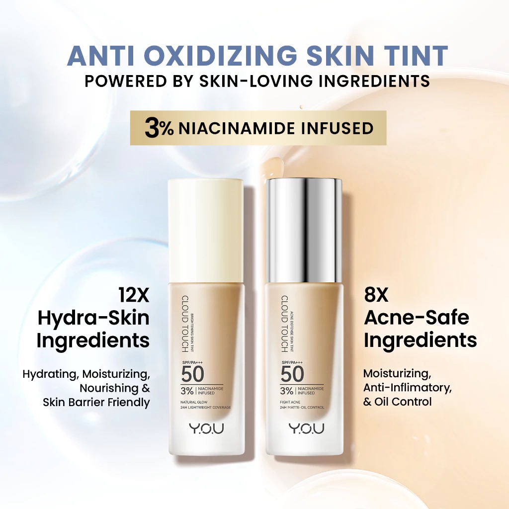 YOU Cloud Touch 3% Niacinamide BRIGHTENING Skin Tint SPF50 PA+++ 20ml - W708 Creme Beige