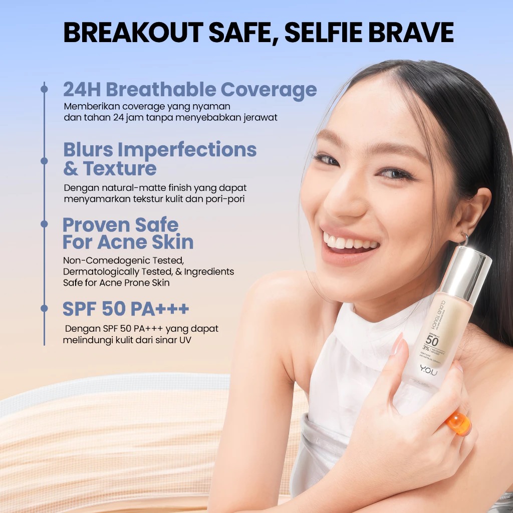 YOU Cloud Touch 3% Niacinamide BRIGHTENING Skin Tint SPF50 PA+++ 20ml - N504 Rose Vanilla