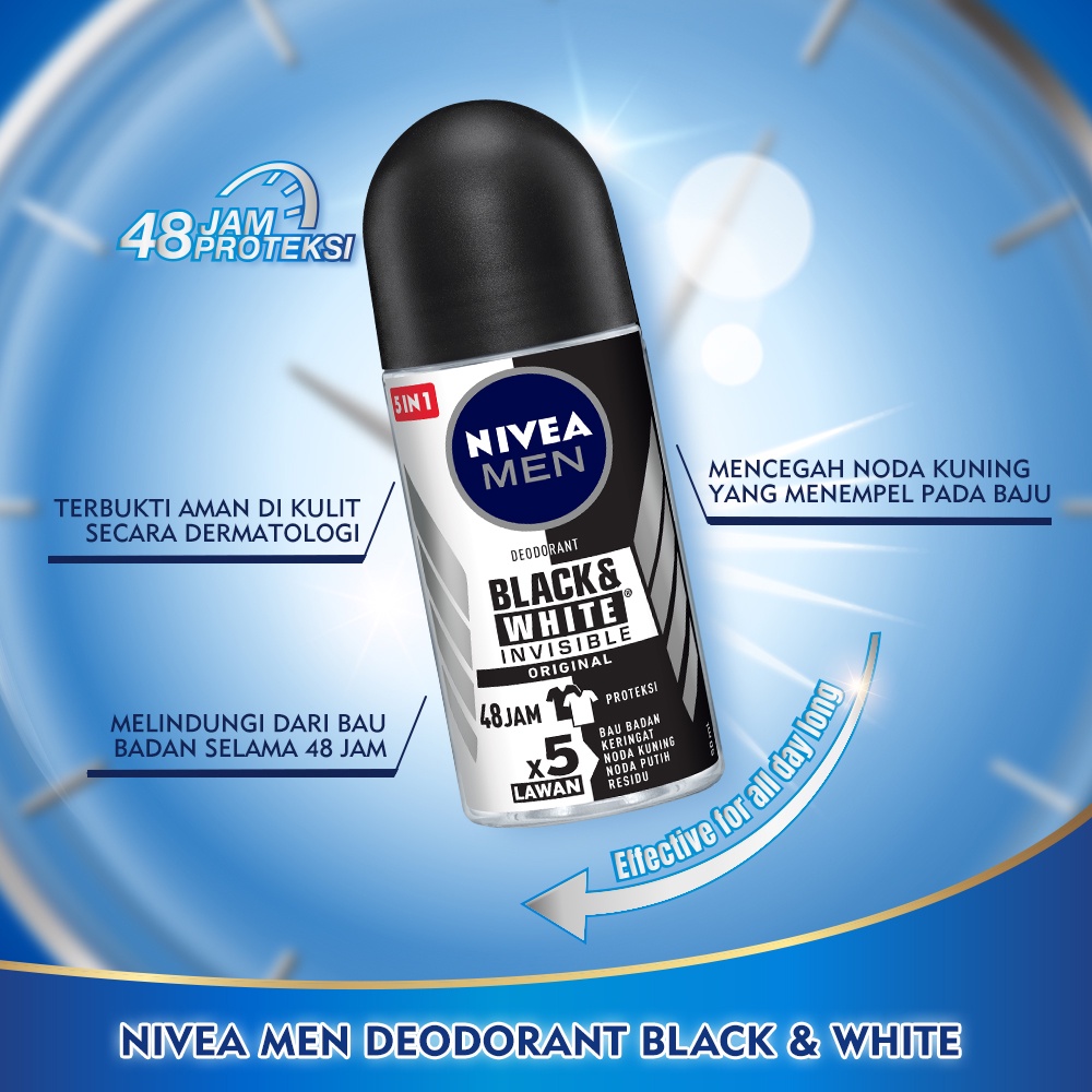 Nivea MEN Deodorant Roll On 50ml - Black & White