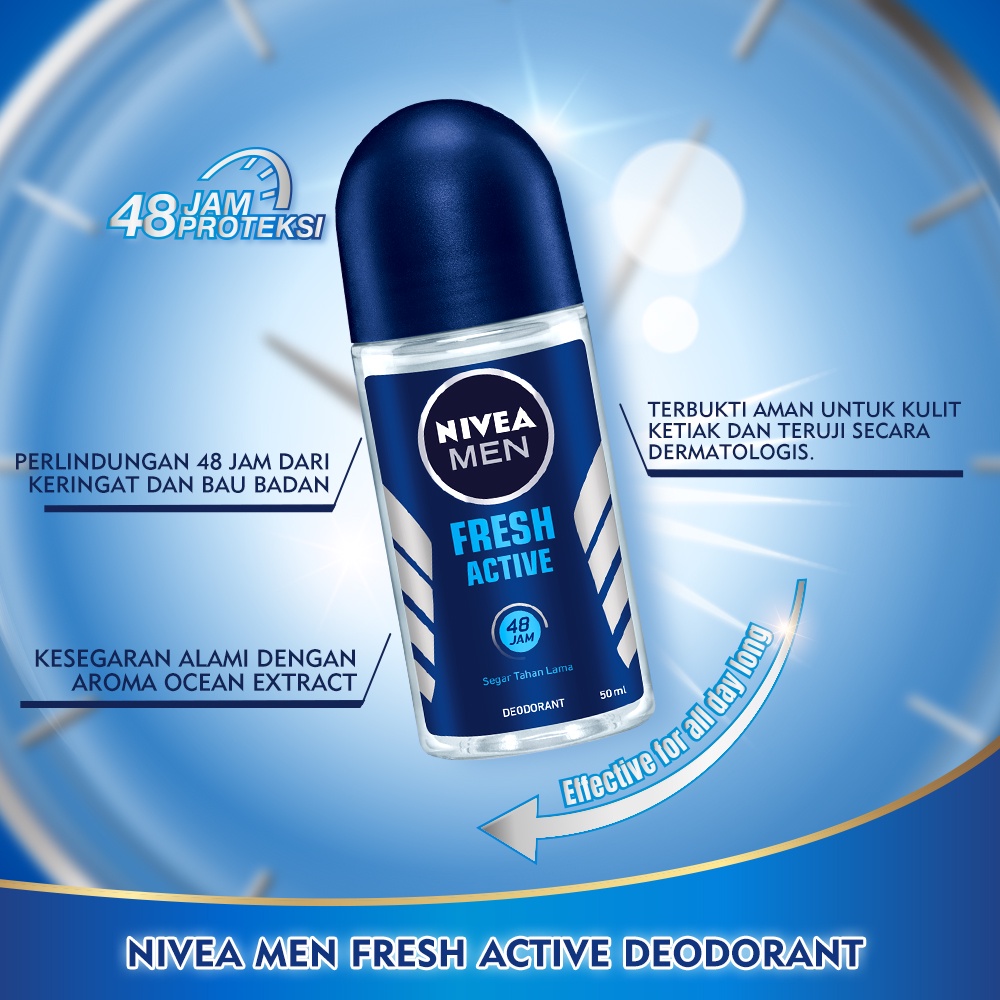 Nivea MEN Deodorant Roll On 50ml - Fresh Active