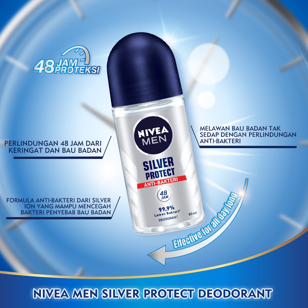 Nivea MEN Deodorant Roll On 50ml - Silver Protect