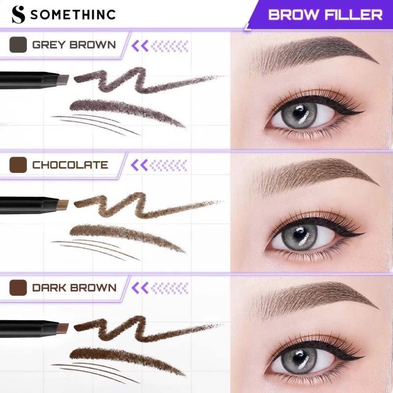 Somethinc Brow Filler Slim Retractable 0.08gr - Grey Brown