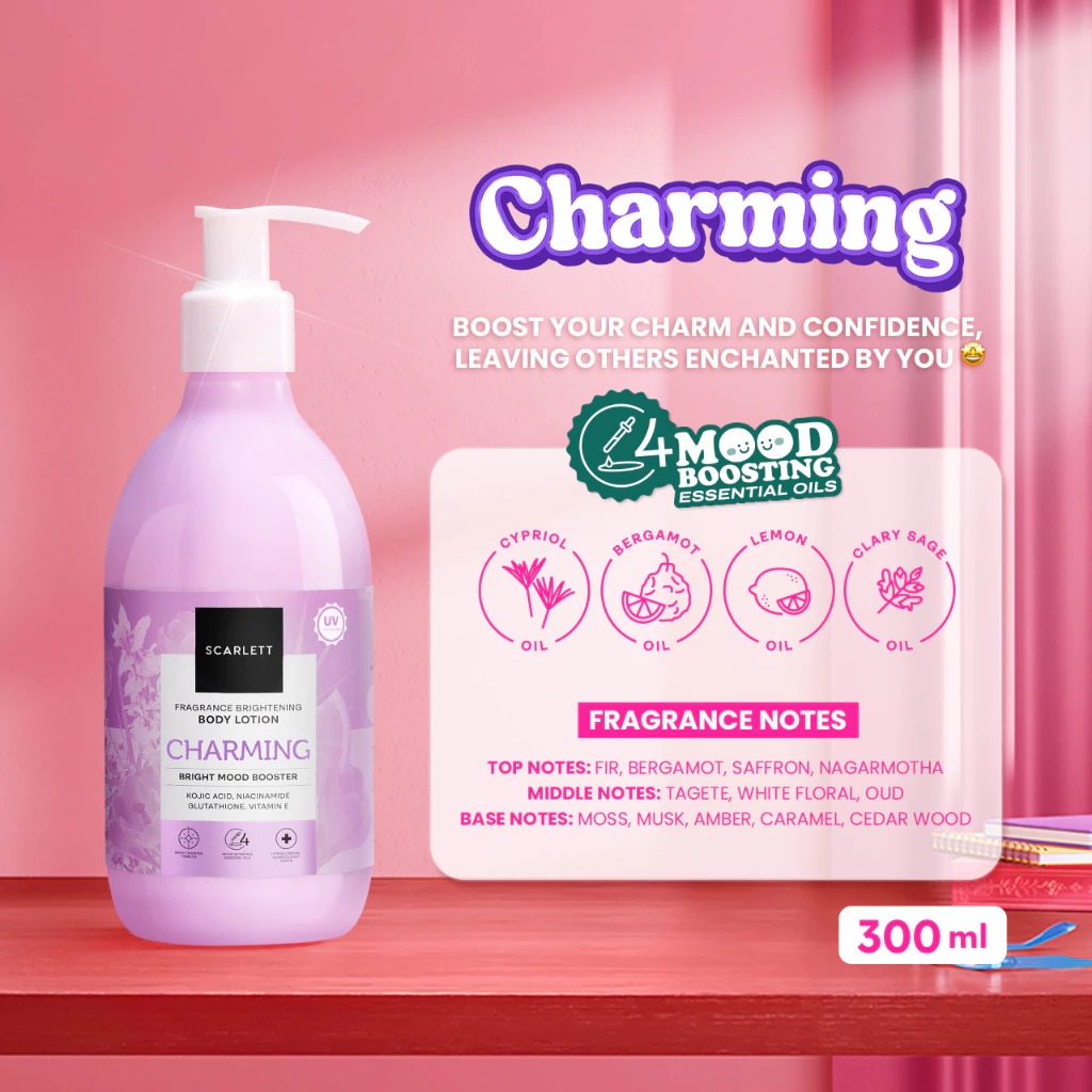 Scarlett Fragrance Brightening Body Lotion Bright Mood Booster 300ml - Charming