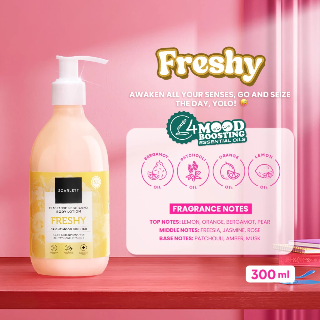 Scarlett Fragrance Brightening Body Lotion Bright Mood Booster 300ml - Freshy