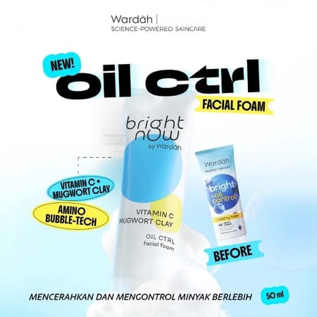 Wardah Bright Now Vitamin C Mugwort Clay Oil Control Facial Foam 50ml