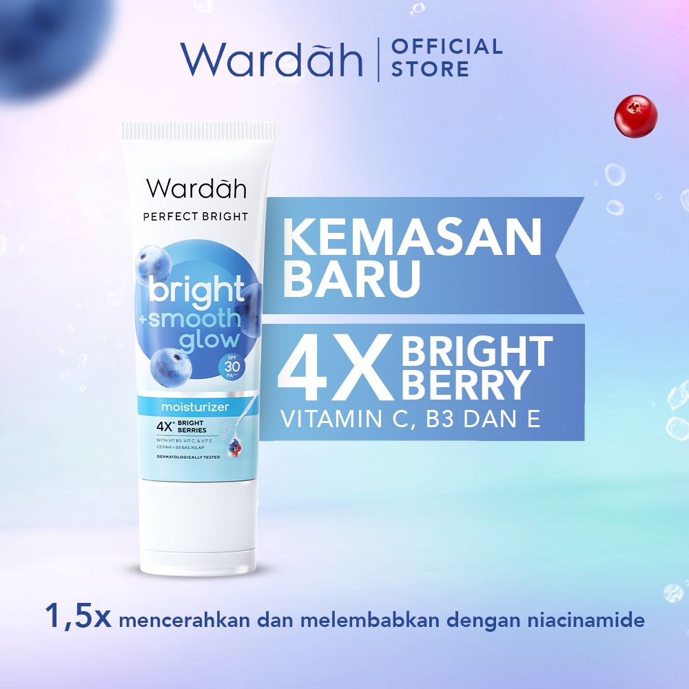 Wardah Perfect Bright+ Smooth Glow Moisturizer SPF30 20ml (Strip Biru)