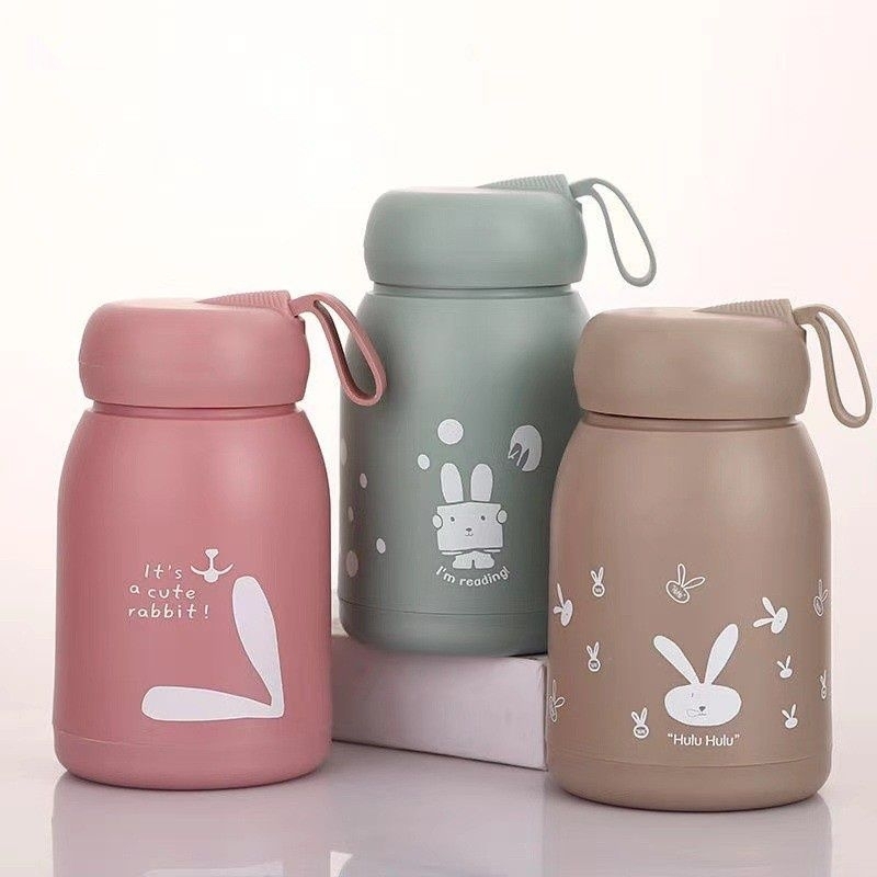 Botol Tumblr Kaca Bunny 330ml - Botol Kaca Motif Kelinci