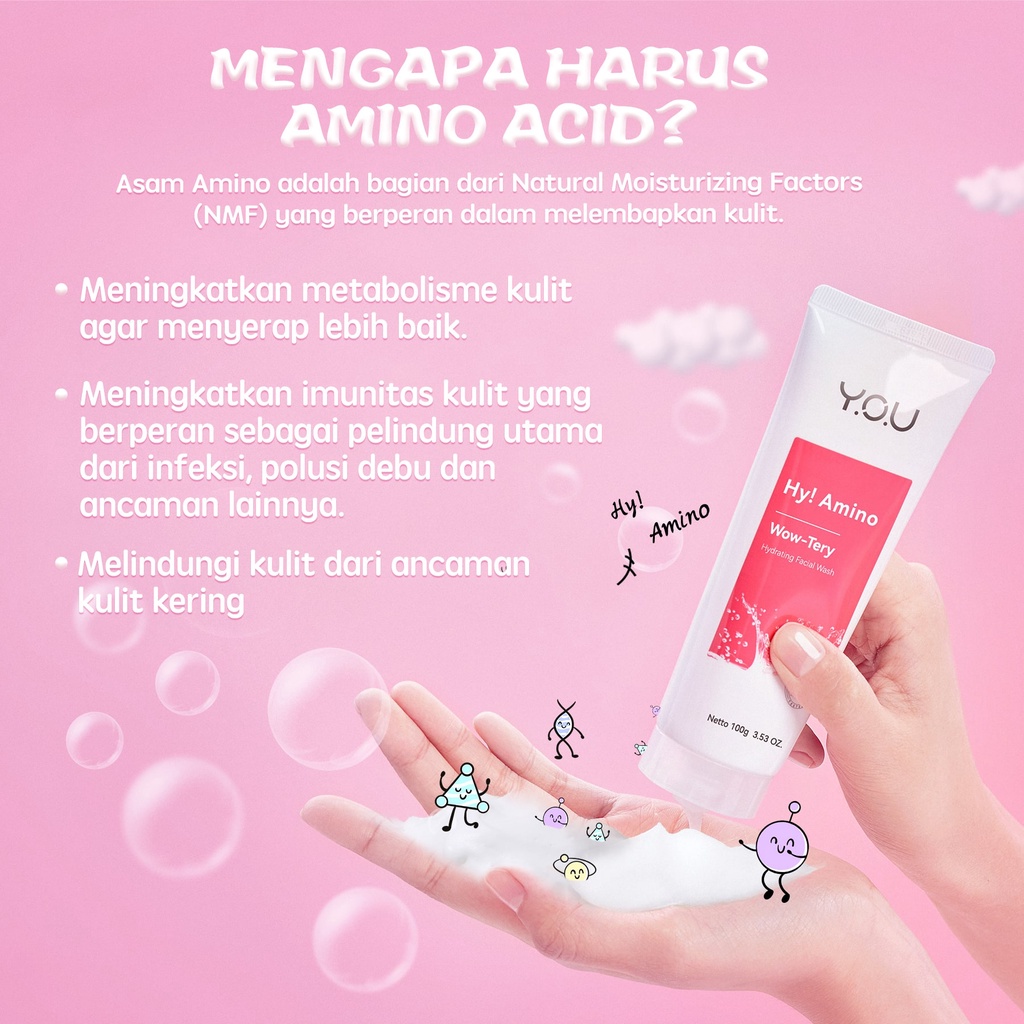 YOU Hy! Amino Wow-Tery Hydrating Facial Wash 100gr (Pink) *