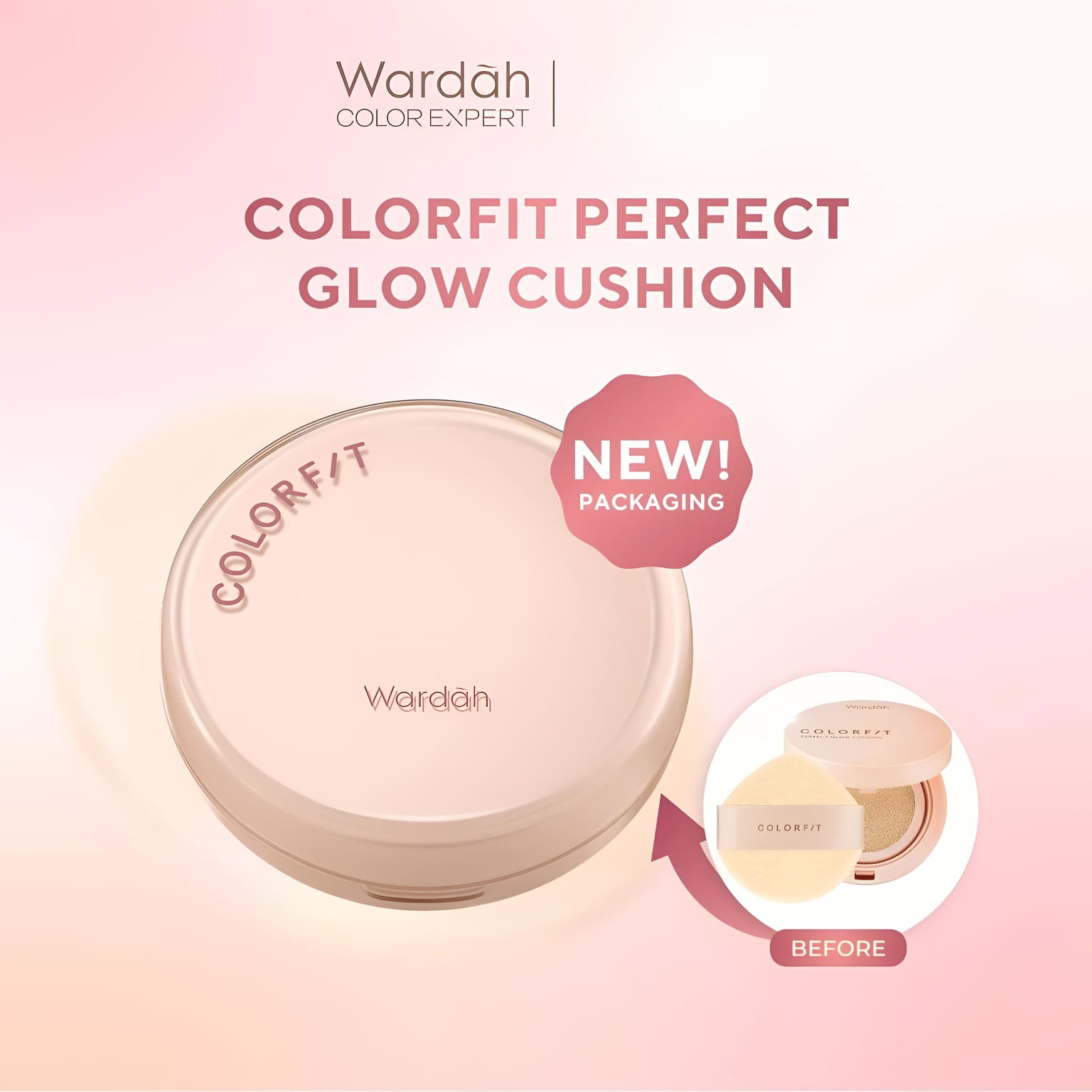 Wardah Colorfit Perfect Glow Cushion 15gr - 22N Light Ivory