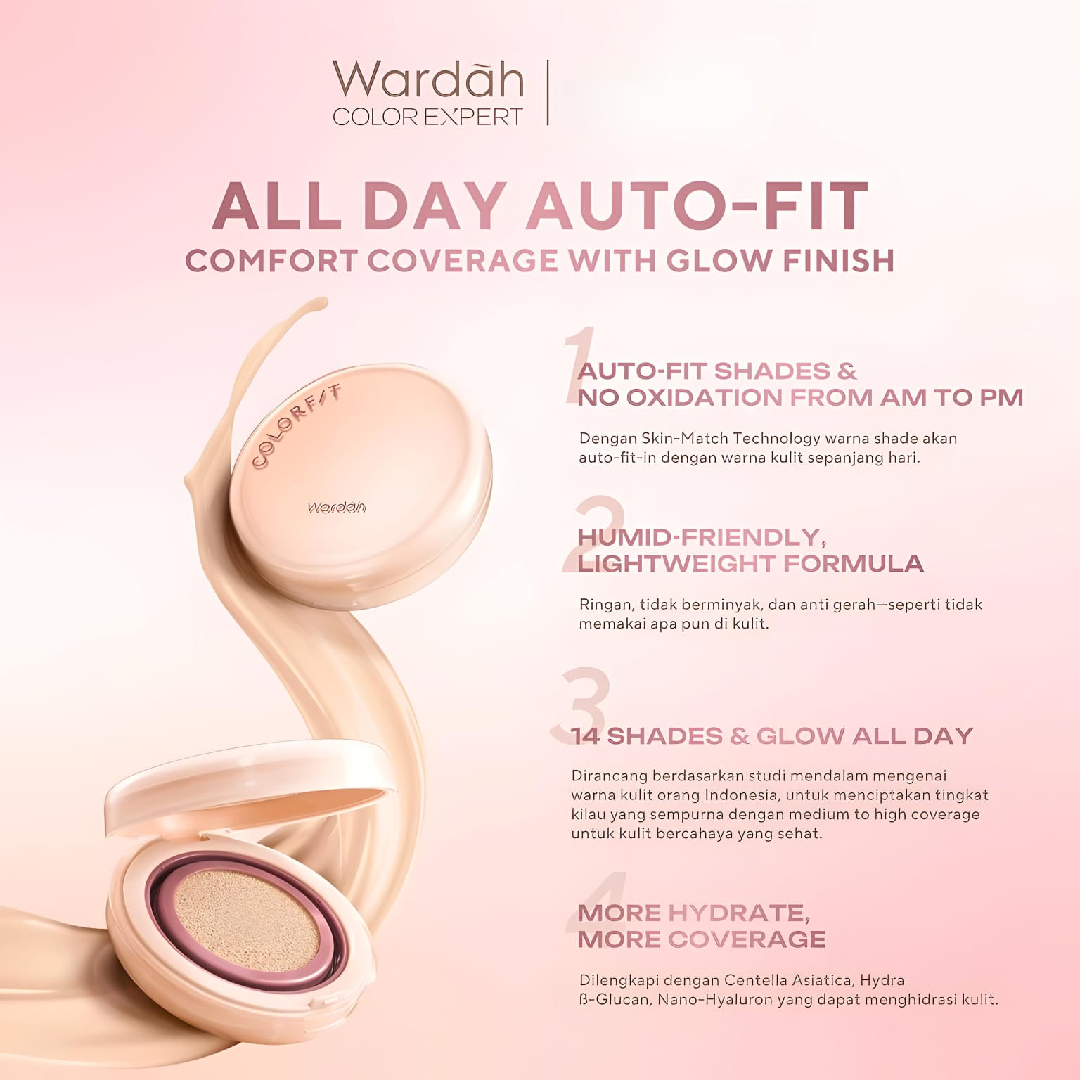 Wardah Colorfit Perfect Glow Cushion 15gr - 23W Warm Ivory