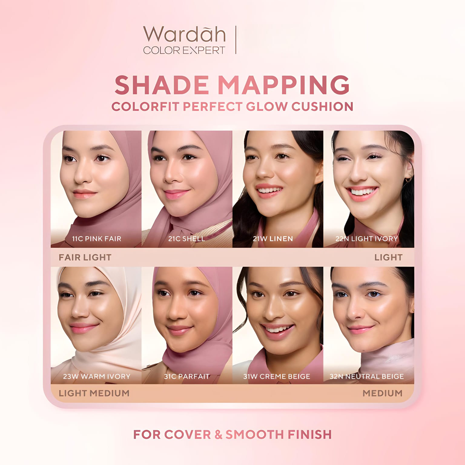 Wardah Colorfit Perfect Glow Cushion 15gr - 52N Almond