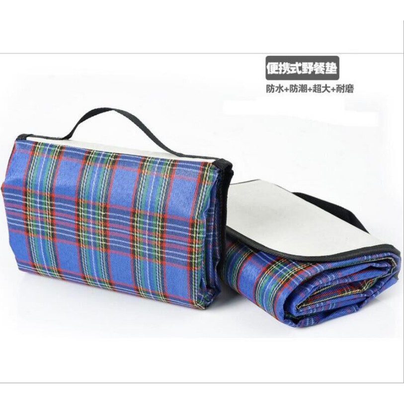 Tikar Lipat Microsatin 150x180cm (Matras Piknik) - BIRU