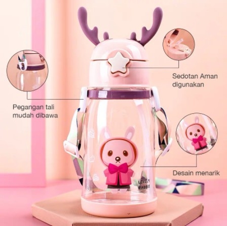 Botol Minum Tanduk Rusa + Tali 600ml - UNGU (BZ 247)