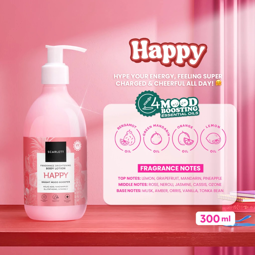 Scarlett Fragrance Brightening Body Lotion Bright Mood Booster 300ml - Happy