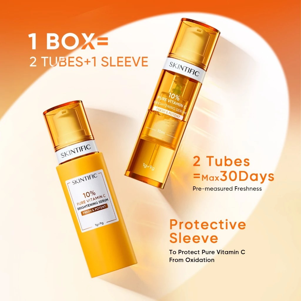Skintific 10% Pure Vitamin C Brightening Serum 10ml (1+1 Fresh & Potent)
