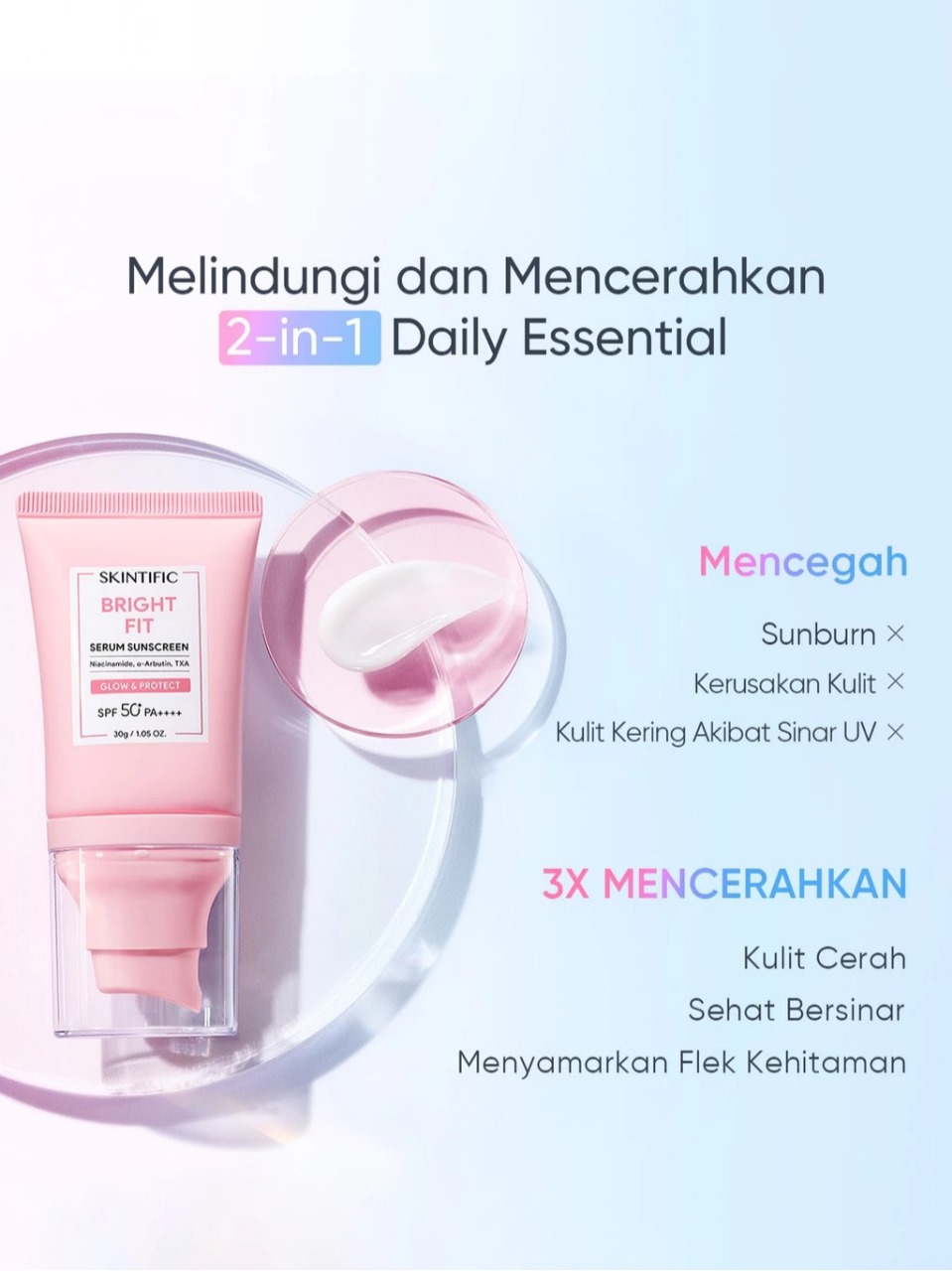 Skintific Bright Fit Glow & Protect Serum Sunscreen SPF50+ PA++++ 30gr
