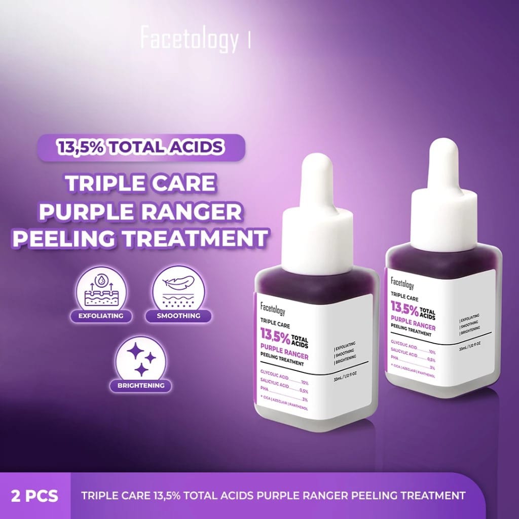 Facetology (Beli 1 Gratis 1) Triple Care 13.5% Total Acids Purple Ranger Peeling Treatment Serum