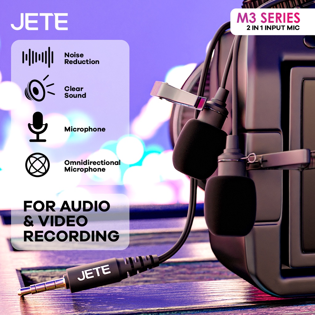 JETE Clip On Mic 2in1 M3 (Dual Microphone + Jack 3.5mm)