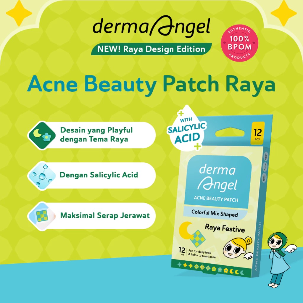 Derma Angel Acne Beauty Patch With Salicylic Acid Colorful Mix Shaped 12s - Raya Festive