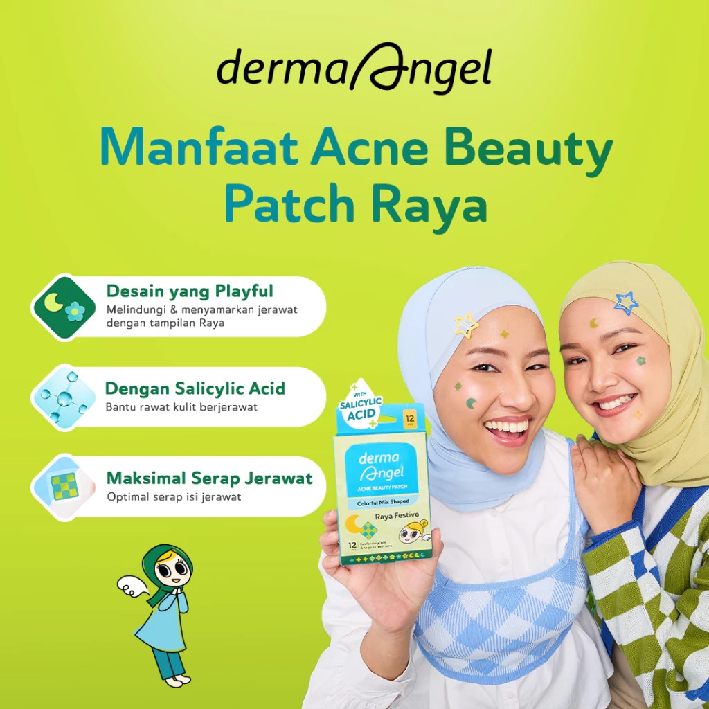 Derma Angel Acne Beauty Patch With Salicylic Acid Colorful Mix Shaped 12s - Raya Festive