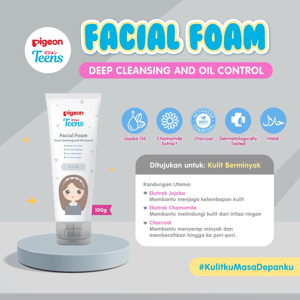 Pigeon Teens Facial Foam 100gr - Deep Cleansing & Oil Control