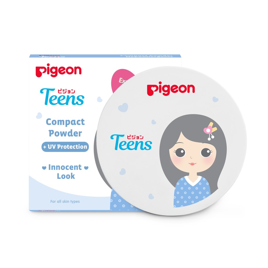 Pigeon Teens Compact Powder + UV Protection Full Size 14gr - Beige (Pack Biru)