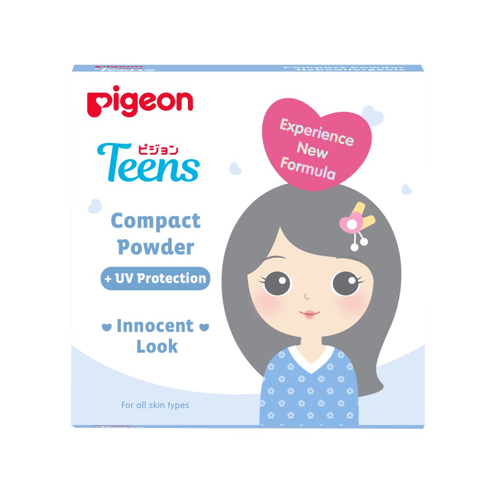 Pigeon Teens Compact Powder + UV Protection Full Size 14gr - Beige (Pack Biru)