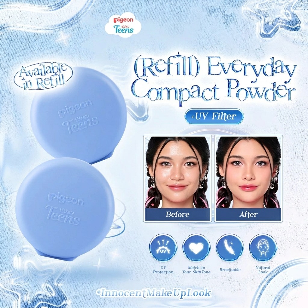 Pigeon Teens Everyday Compact Powder+UV Filter REFILL 9gr - N02 Beige