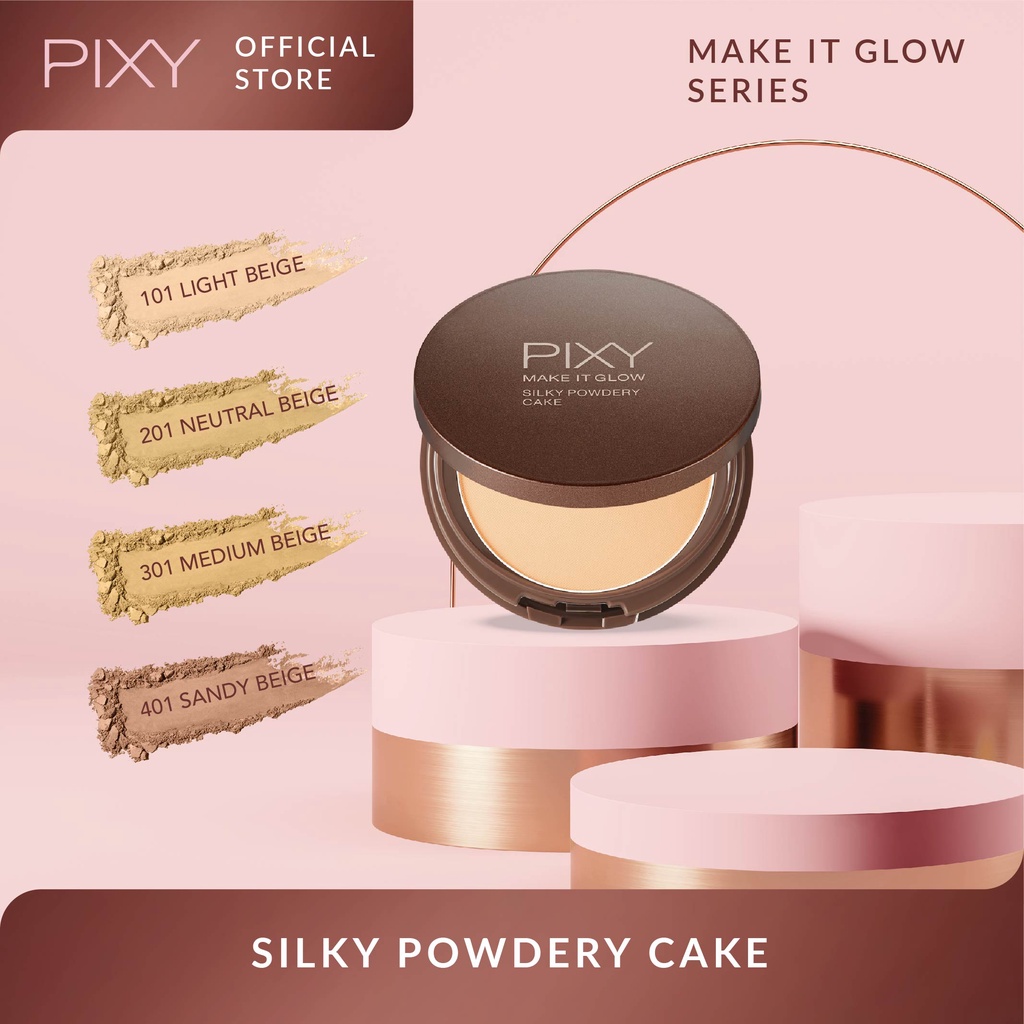 Pixy Make It Glow Silky Powdery Cake FULL SIZE 201 Neutral Beige