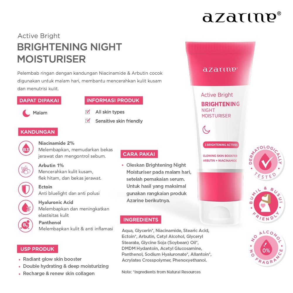 Azarine Active Bright Brightening Night Moisturiser 20gr