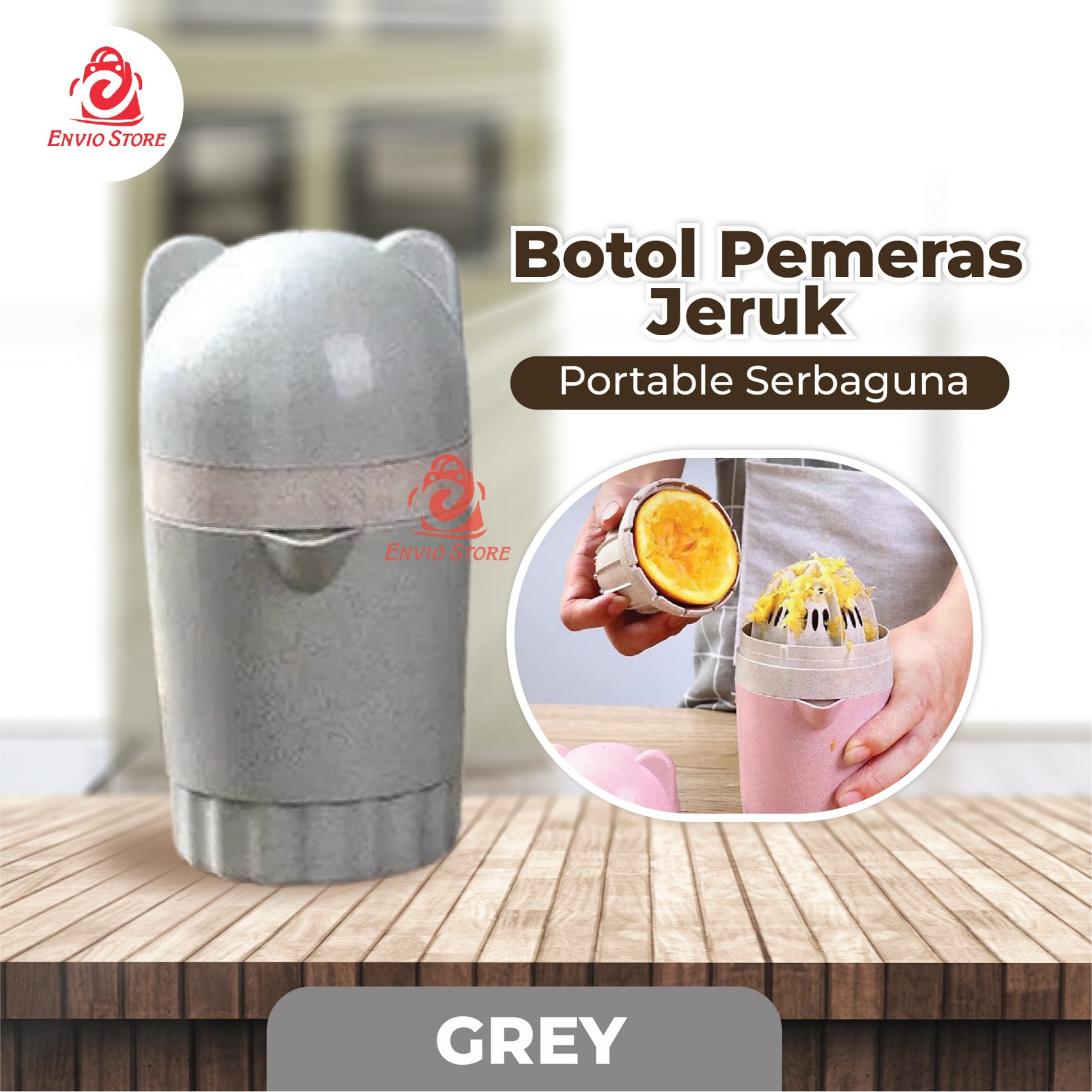 Botol Pemeras Jeruk Portable Serbaguna (Manual Juicer Cup) - Grey