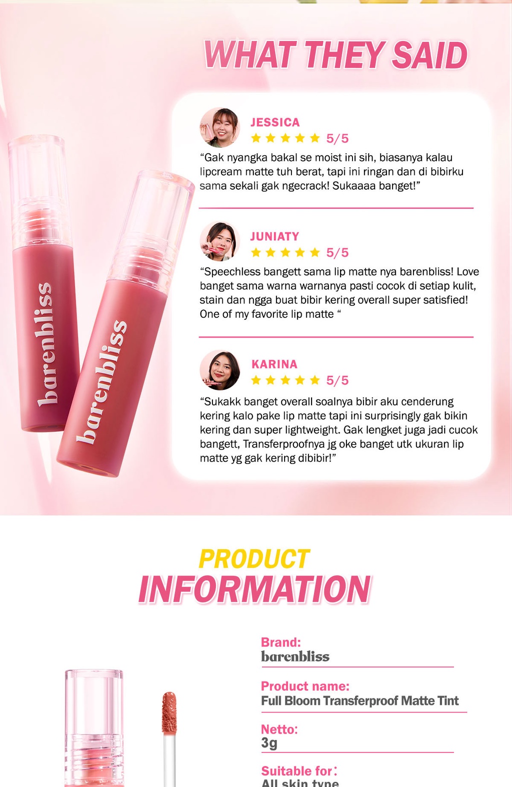 BNB Barenbliss Full Bloom Transferproof Matte Tint - 01 Fresh Dawn
