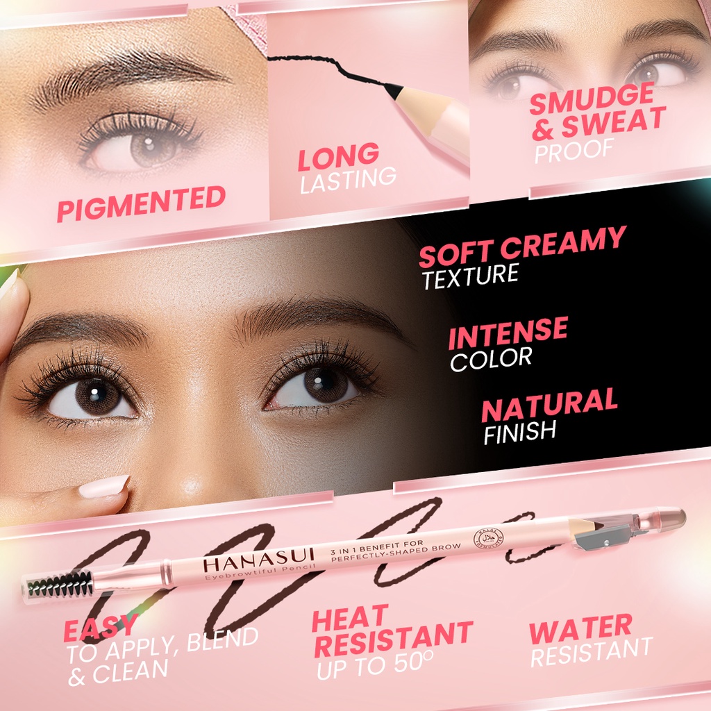 Hanasui Eyebrowtiful Pencil 3in1 - Black (Pensil Alis)