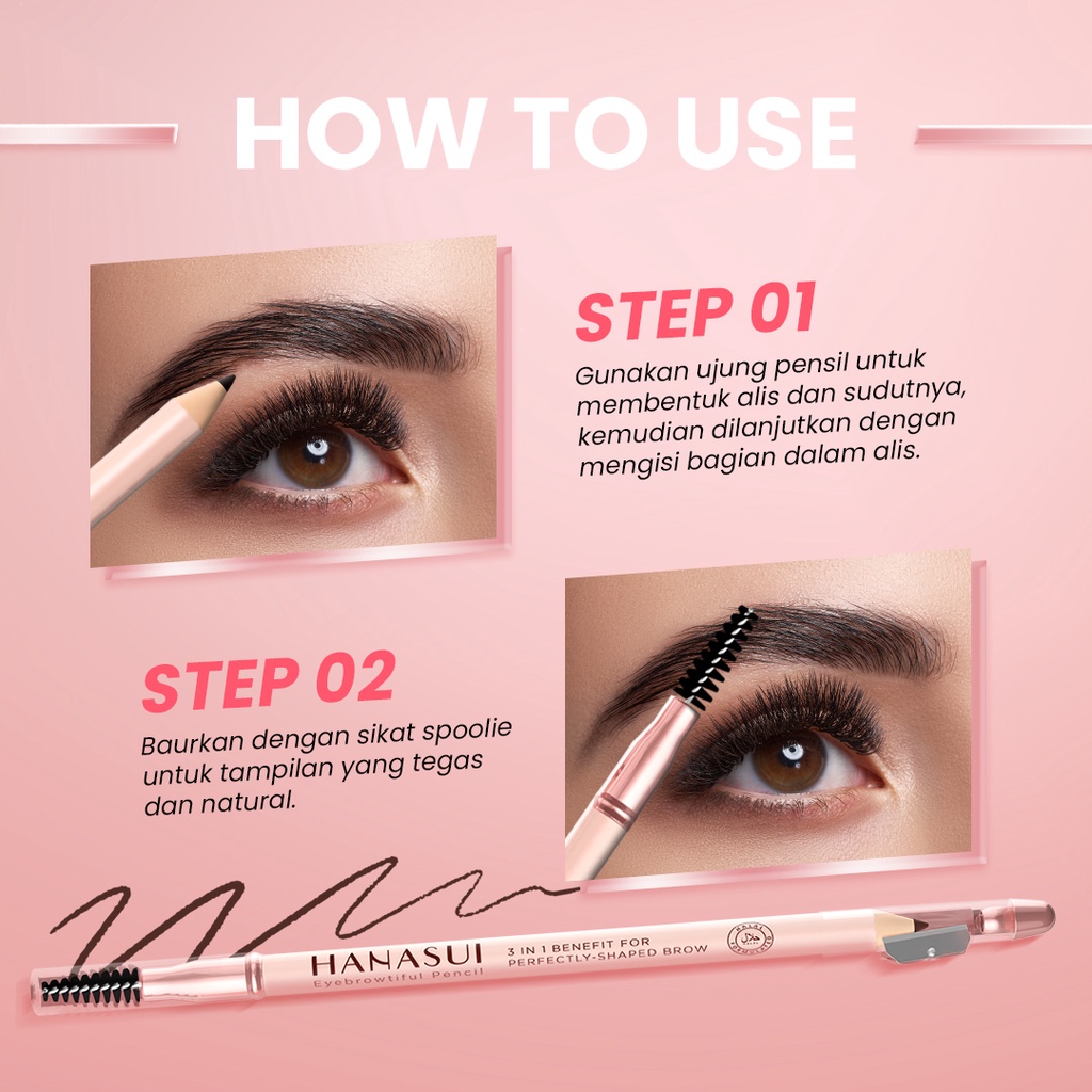 Hanasui Eyebrowtiful Pencil 3in1 - Brown (Pensil Alis)