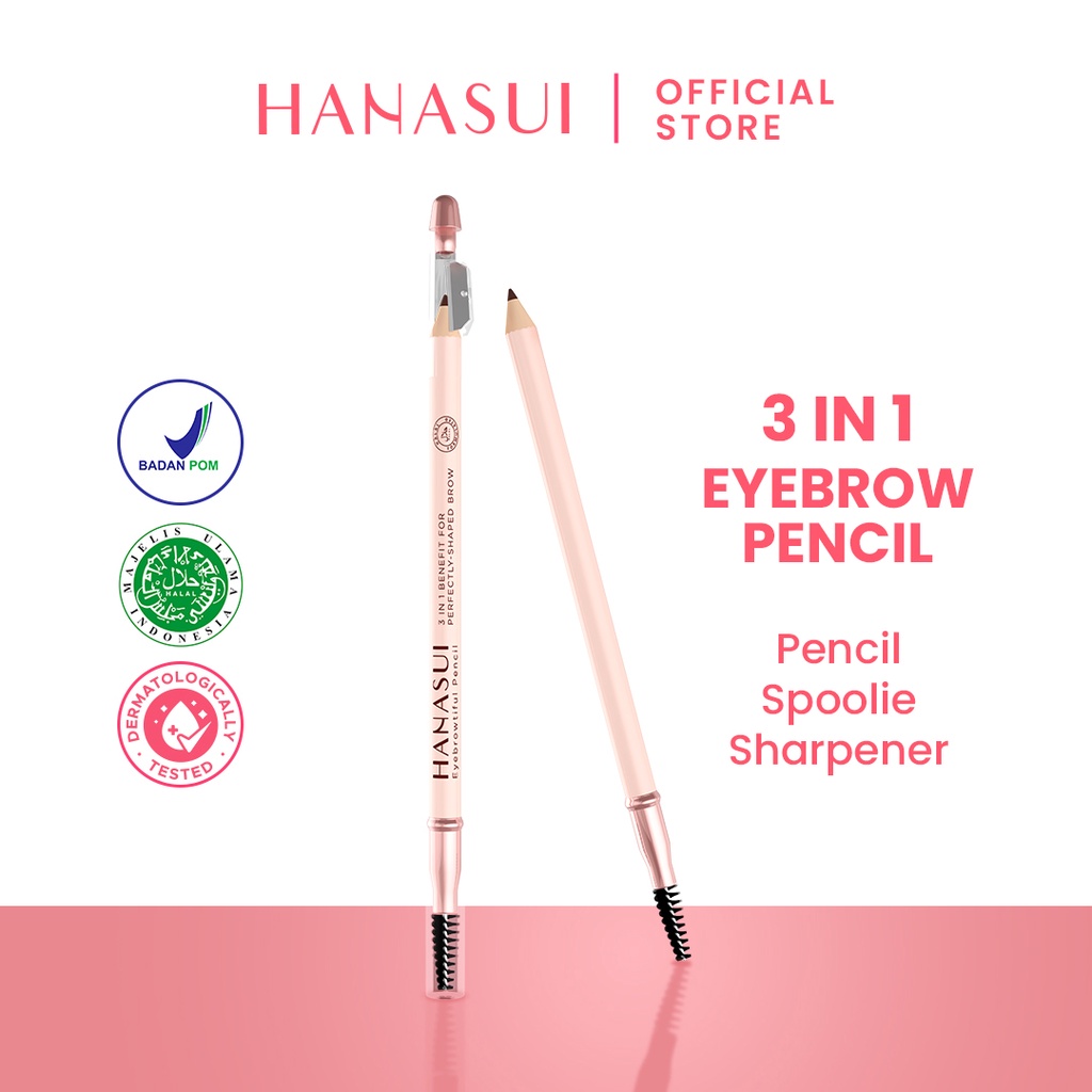 Hanasui Eyebrowtiful Pencil 3in1 - Light Brown (Pensil Alis)