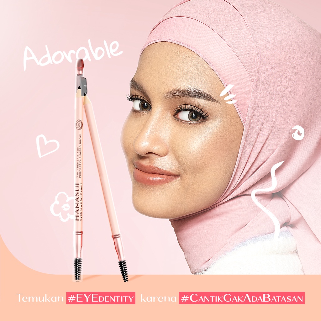 Hanasui Eyebrowtiful Pencil 3in1 - Light Brown (Pensil Alis)