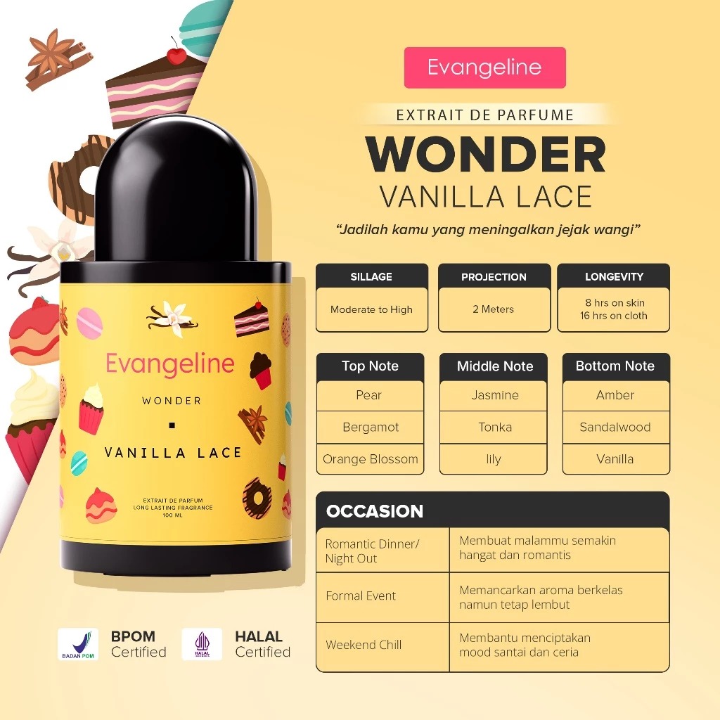 Evangeline Extrait De Parfume Wonder 100ml - Vanilla Lace